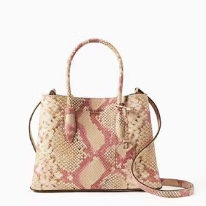 Pink and Cream Snakeskin Tote Bag